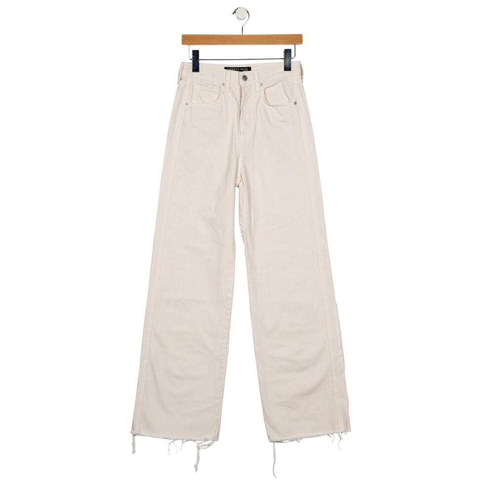 Veronica Beard Cream Wide-Leg Jeans